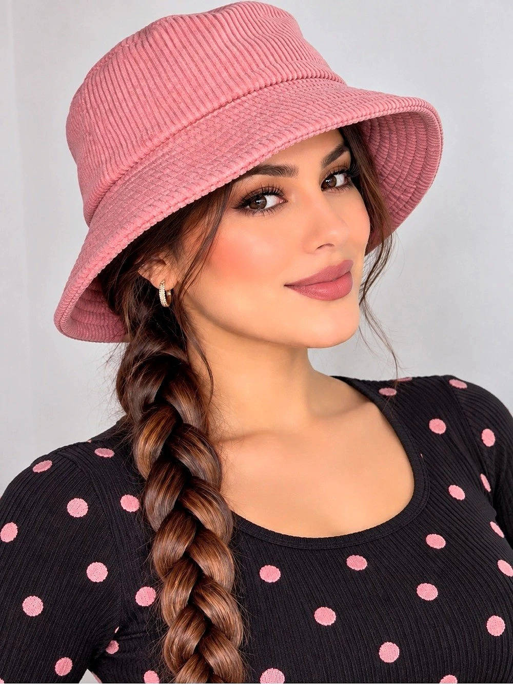 Pink Corduroy cotton Bucket Hat Like New